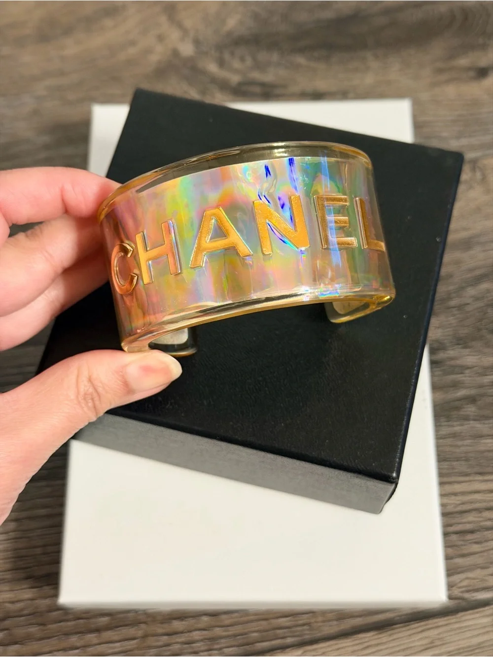 Chanel Statement Iridescent Cuff Bracelet